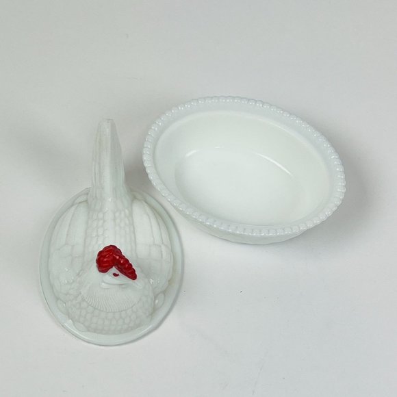 Vintage Westmoreland Hen On Nest Covered White Milk Glass Dish - Picture 5 of 11